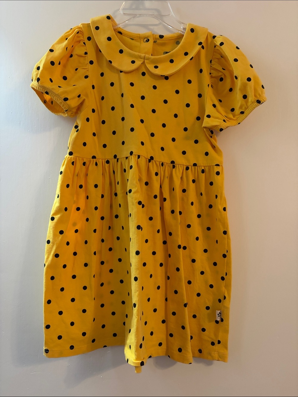 Mini Rodini Yellow Polka Dot Peter Collar Dress